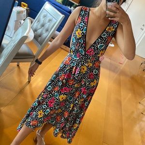 Top shop floral midi handkerchief hem dress